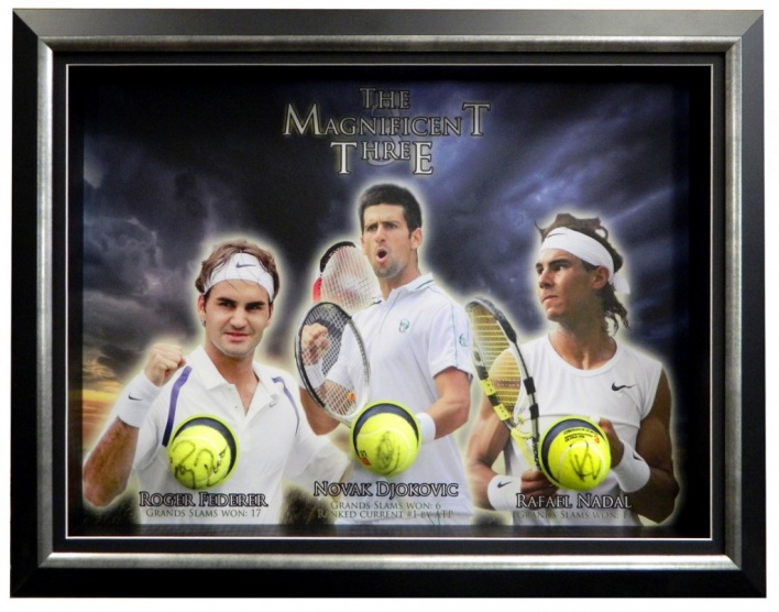 Roger Federer/Novak Djokovic/Rafael Nadal Autographed Tennis Ball [with 3D Displ