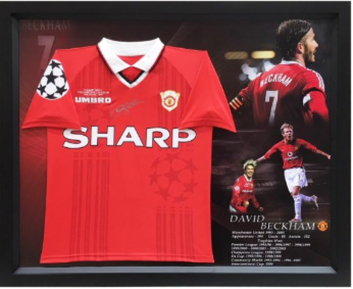 David Beckham 1998-99 Manchester United autographed Home Jersey [Framed]