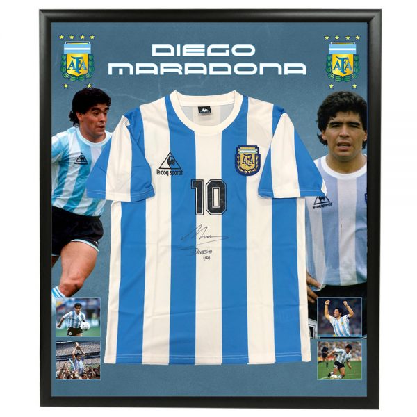 Diego Maradona Hand Signed Argentina National Team Jersey [Framed]