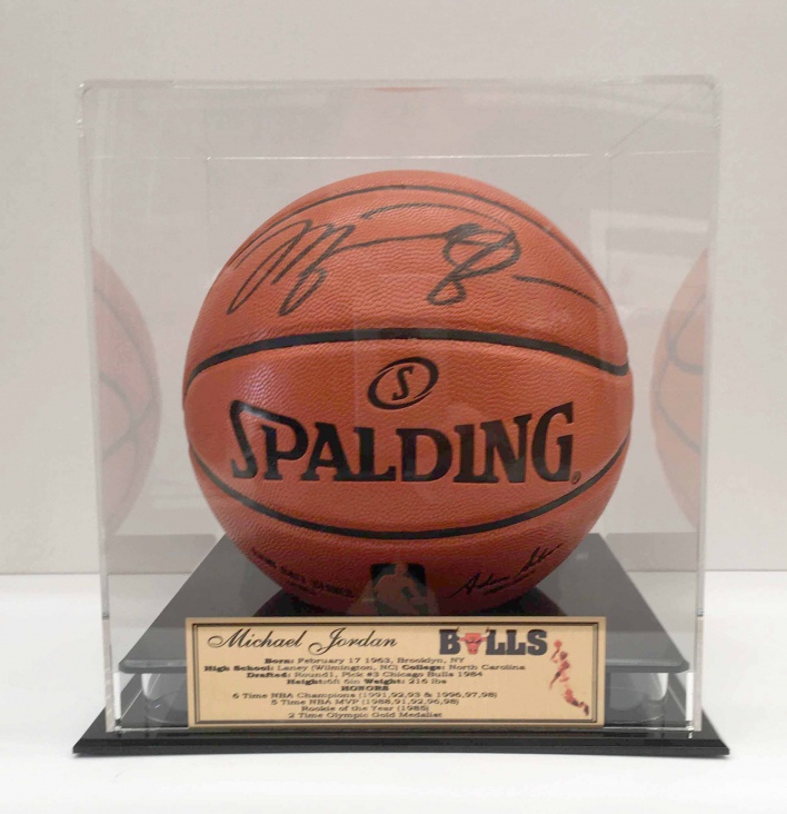 Michael Jordan Signed Basketball with display case